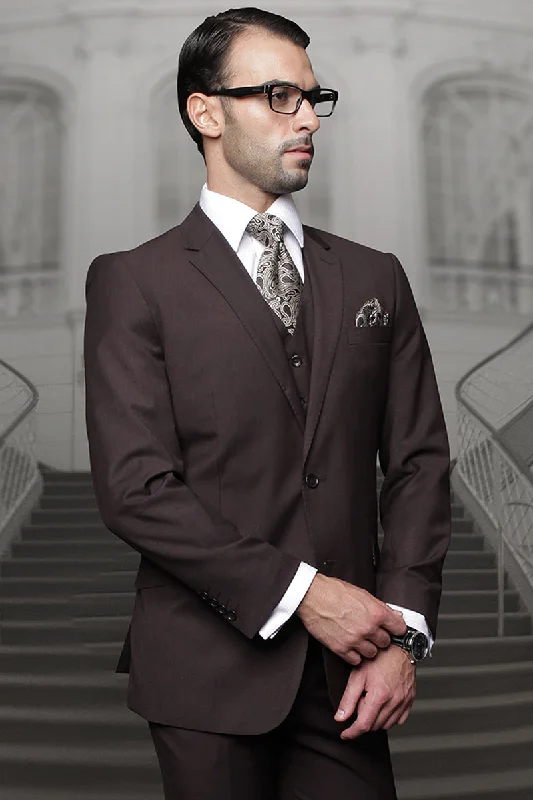 Men's Designer Classic Fit Pleated Pant Vested Wool Suit in Brown Practical Men's Multi Practical Men's Multi Men's Designer Classic Fit Pleated Pant Vested Wool Suit in Brown Practical Men's Multi Practical Men's Multi