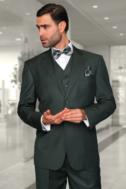 Men's Designer Vested Modern Fit Wool Wedding & Business Suit in Hunter Green Dapper Men's 1920S Dapper Men's 1920S Men's Designer Vested Modern Fit Wool Wedding & Business Suit in Hunter Green Dapper Men's 1920S Dapper Men's 1920S