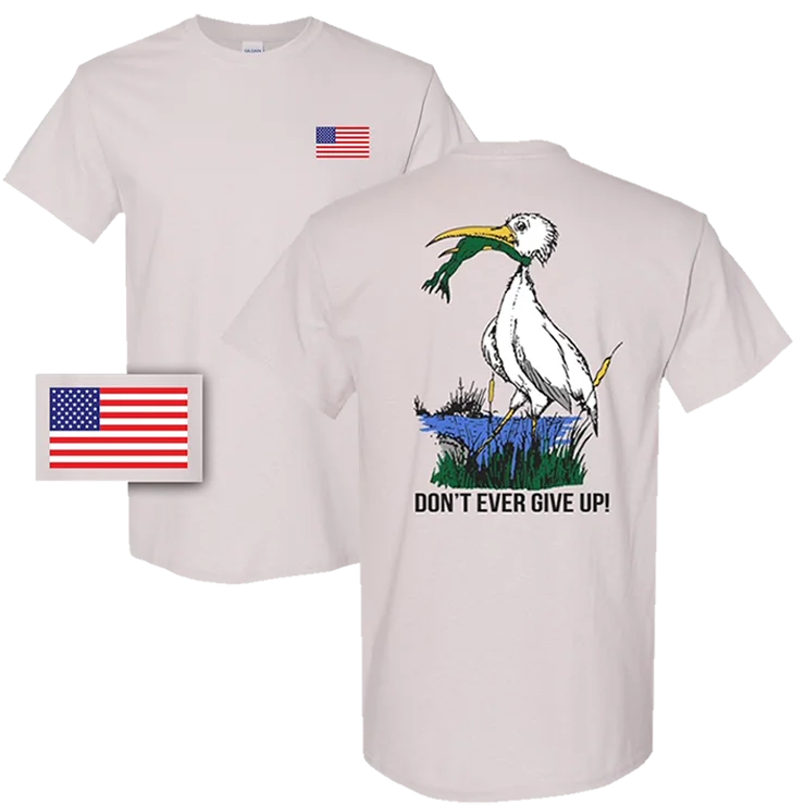 DON'T EVER GIVE UP! Frog and Stork T-shirt Practical Men's Multi Practical Men's Multi
