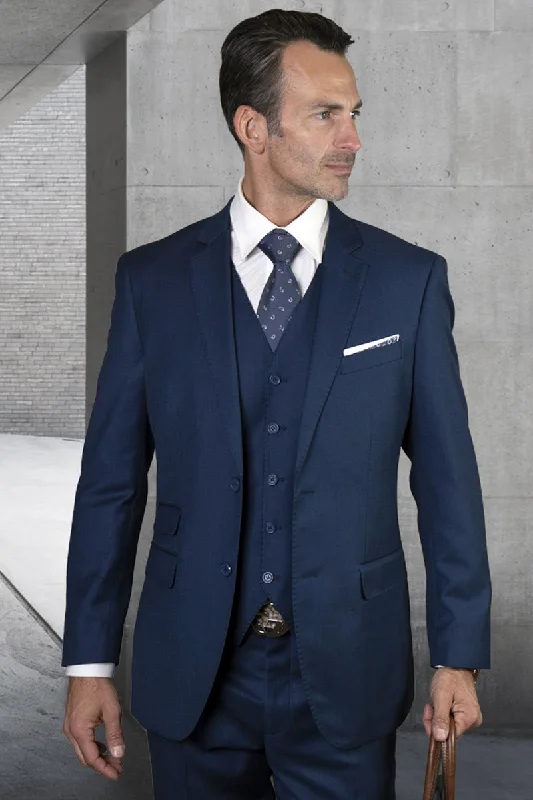 Men's Designer Two Button Modern Fit Vested Basic Wool Suit in Sapphire Blue Unique Men's Upcycled Unique Men's Upcycled Men's Designer Two Button Modern Fit Vested Basic Wool Suit in Sapphire Blue Unique Men's Upcycled Unique Men's Upcycled