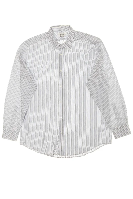 Hermes - White Dress Shirt with Blue Stripes - IT 43 Street Street