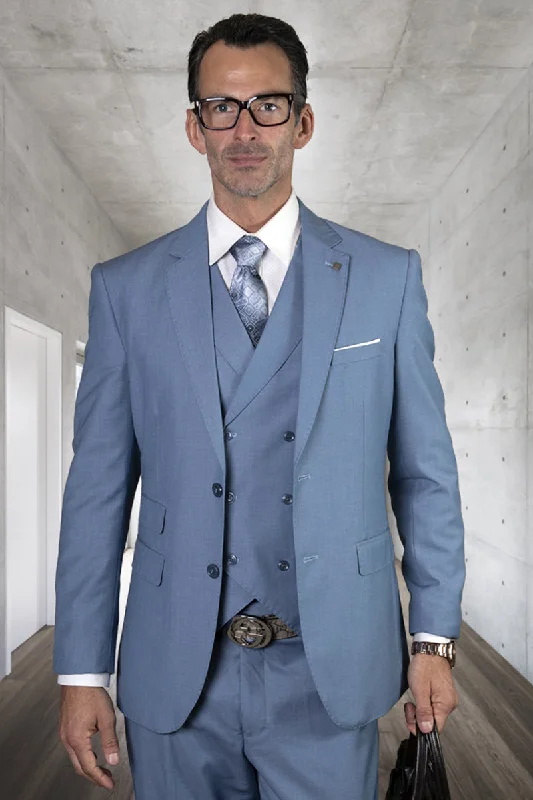 Men's Modern Fit Designer Wool Suit in Steel Blue with a Double Breasted Vest Stylish Men's Neon Stylish Men's Neon Men's Modern Fit Designer Wool Suit in Steel Blue with a Double Breasted Vest Stylish Men's Neon Stylish Men's Neon