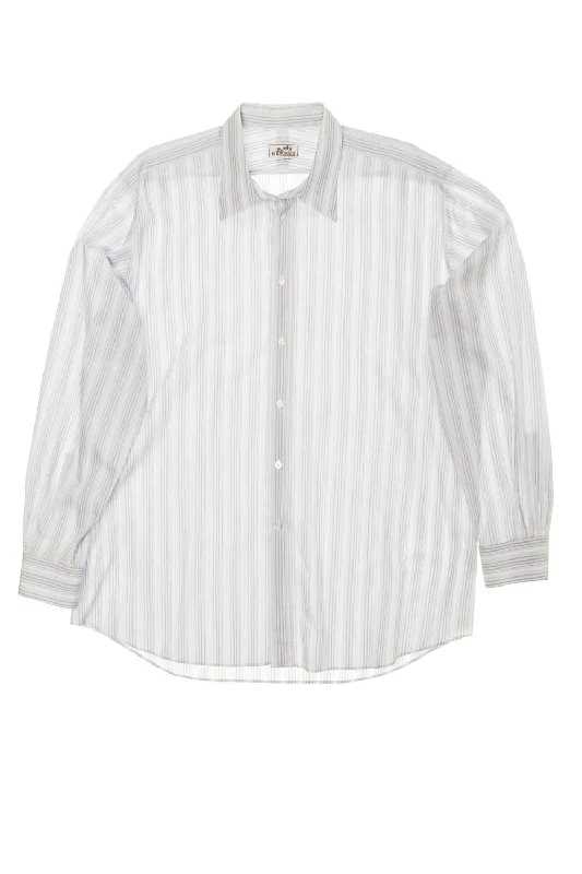 Hermes - Light Blue Dress Shirt with Stripes - IT 44 Laid Laid