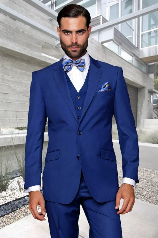 Men's Designer Vested Modern Fit Wool Wedding & Business Suit in Sapphire Blue Youthful Men's Pop Youthful Men's Pop Men's Designer Vested Modern Fit Wool Wedding & Business Suit in Sapphire Blue Youthful Men's Pop Youthful Men's Pop