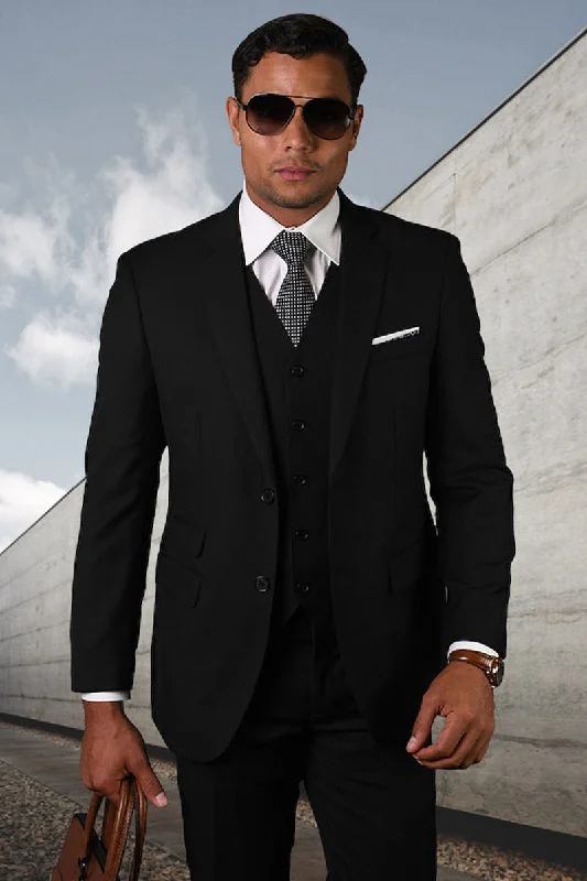 Men's Designer Modern Fit Vested Wool Sharkskin Suit in Black Sporty Men's Tennis Sporty Men's Tennis Men's Designer Modern Fit Vested Wool Sharkskin Suit in Black Sporty Men's Tennis Sporty Men's Tennis