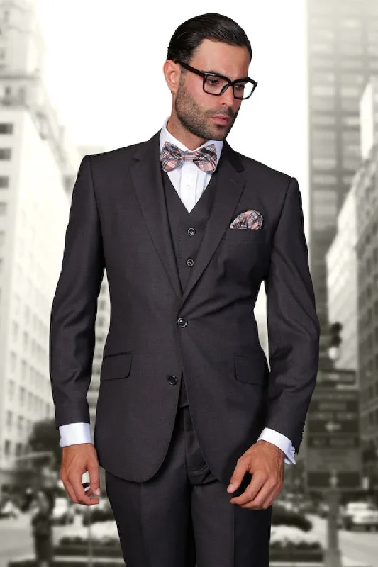 Men's Designer Vested Modern Fit Wool Wedding & Business Suit in Charcoal Earthy Men's Sustainable Earthy Men's Sustainable Men's Designer Vested Modern Fit Wool Wedding & Business Suit in Charcoal Earthy Men's Sustainable Earthy Men's Sustainable