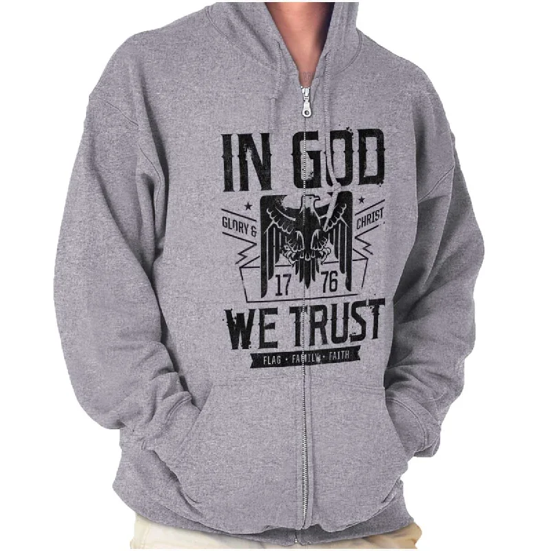 In God We Trust Zip Hoodie Earthy Men's Hemp Earthy Men's Hemp