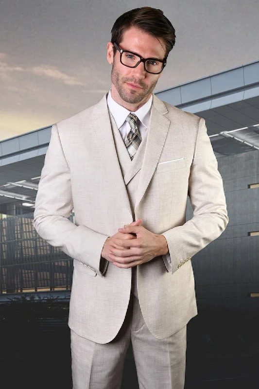 Men's Modern Fit Designer Summer Wool Suit in Natural Tan with a Double Breasted Vest Masculine Men's Thick Masculine Men's Thick Men's Modern Fit Designer Summer Wool Suit in Natural Tan with a Double Breasted Vest Masculine Men's Thick Masculine Men's Thick