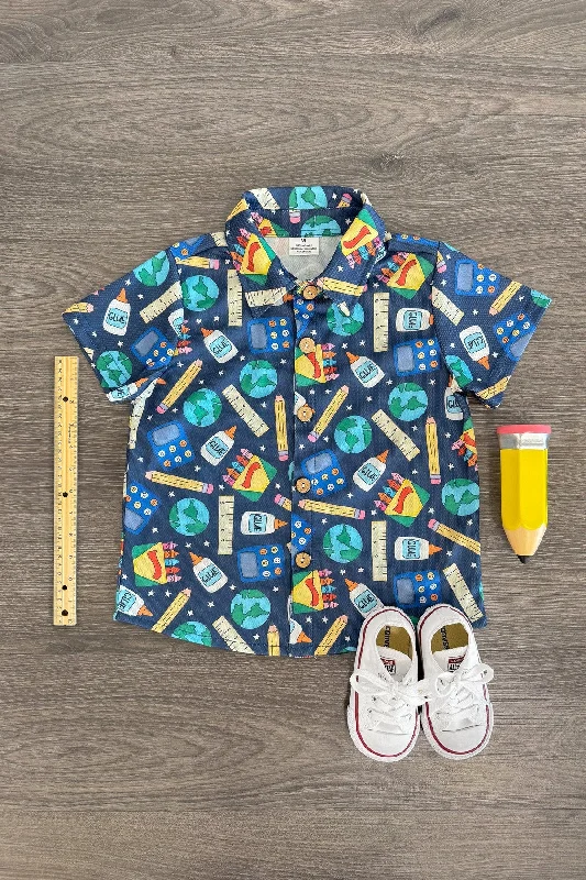 School Supply Star Button Down Top Modern Men's Tech