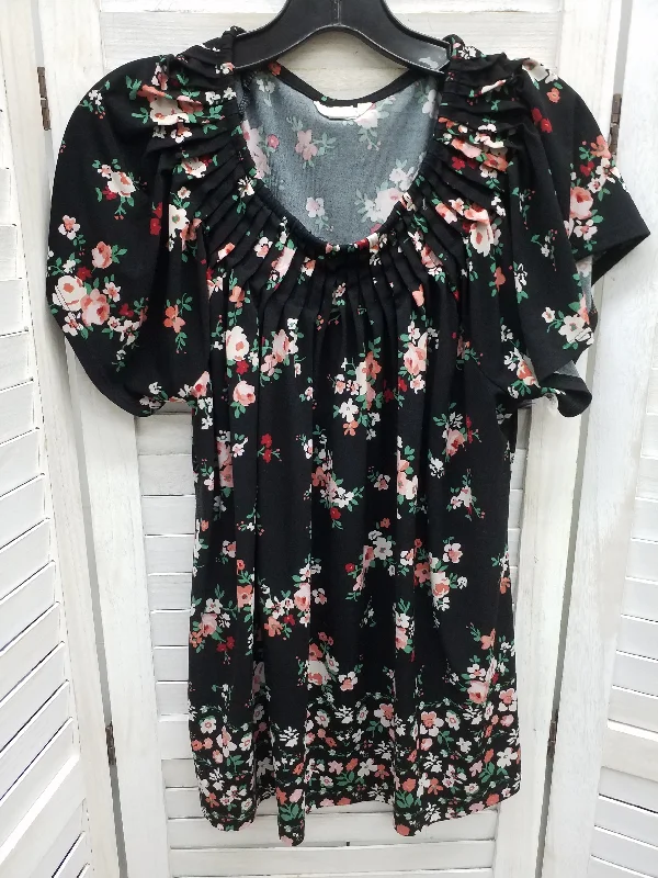 Floral Print Top Short Sleeve Basic Style And Company, Size L Organic