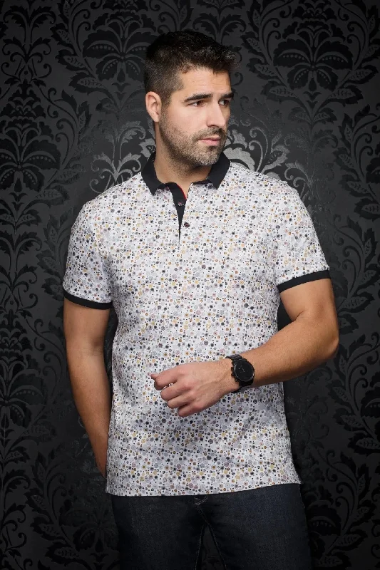 AU NOIR | Polo | Adonis White/Gold Elegant Men's Cashmere