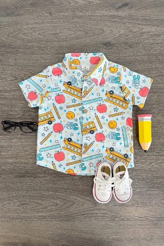 Pastel School Button Down Top Hip Men's Retro