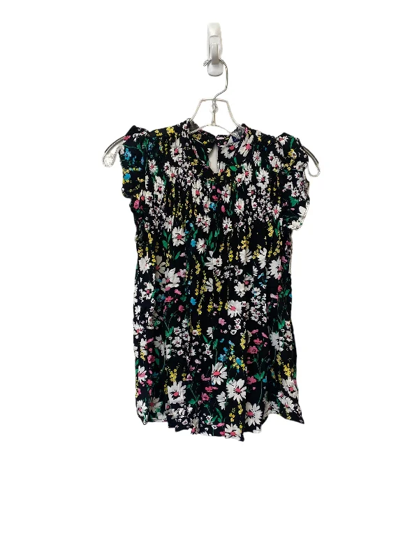 Floral Print Top Short Sleeve Crown And Ivy, Size M Refined Men's Classic 