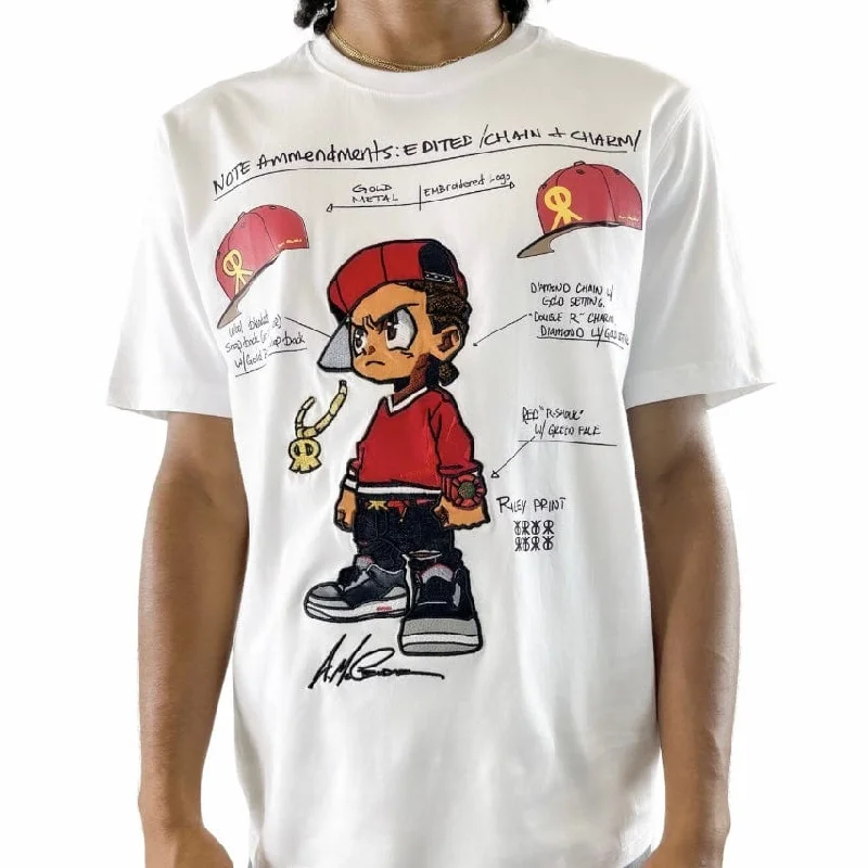 De Kryptic The Boondocks Riley Blueprints Embroidered T Shirt (White) BD-KT-037 Streetwear Style Streetwear Style