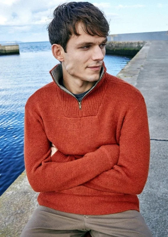 Mens Zip Sweater | Russet Laid Laid