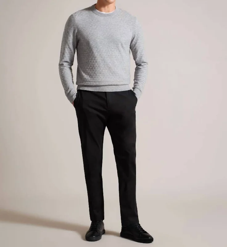 Men Lentic Raglan Sleeve Pullover Sweater In Grey-Marl Monochromatic All Monochromatic All