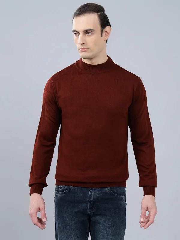 Men's Maroon Solid Full Sleeve Sweater Trendy Men's Scandinavian Trendy Men's Scandinavian
