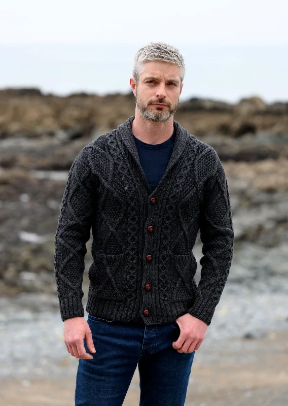 Men's Shawl Button Cardigan | Charcoal Minimalist Men's Casual  Minimalist Men's Casual 