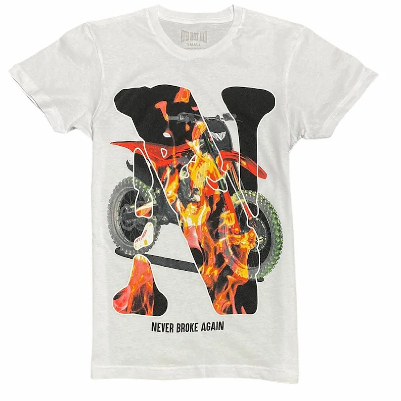 Never Broke Again Dirt Bike T Shirt (White) Minimalist Men's Casual  Minimalist Men's Casual 