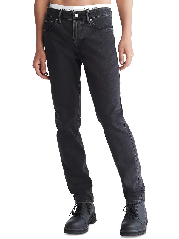 Mens Slim Fit Mid Rise Slim Jeans Artistic Men's Hand Artistic Men's Hand